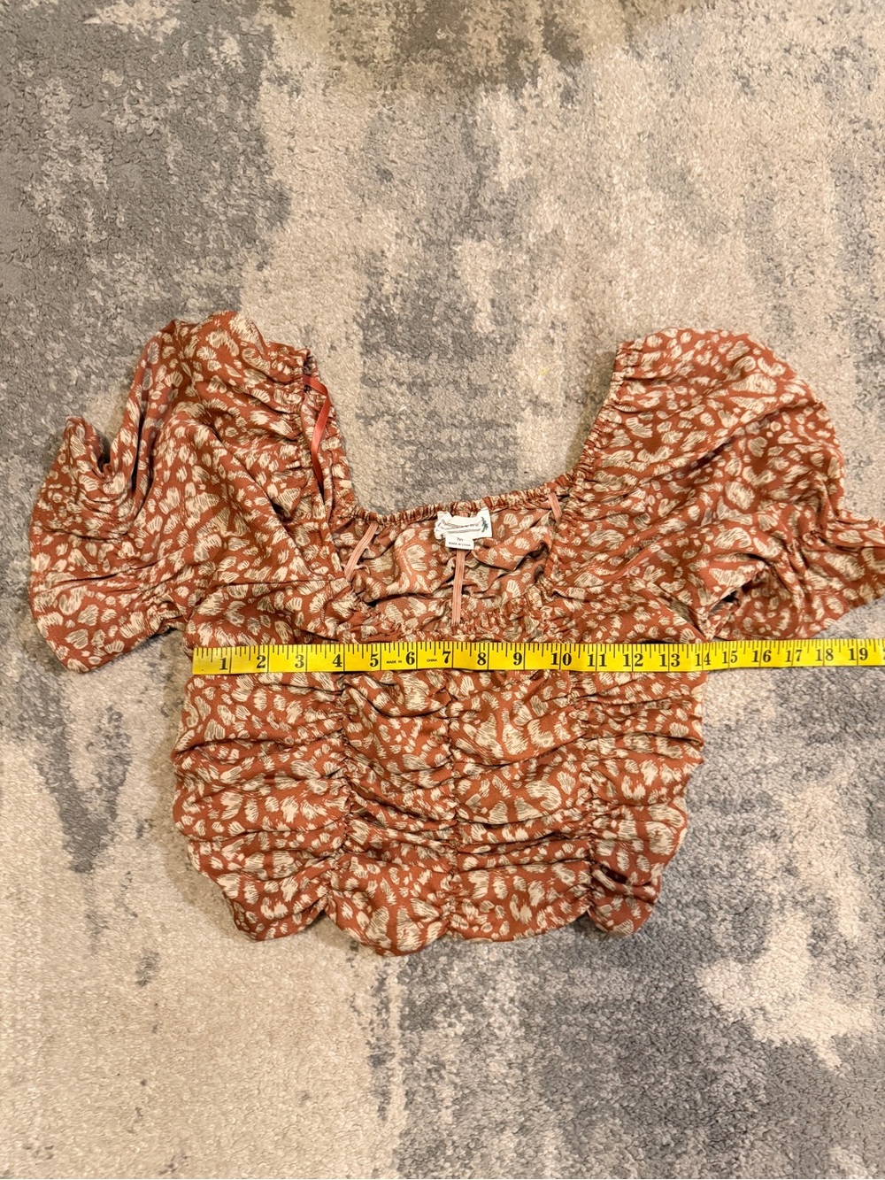 Loverriche Rust Printed Ruffle Crop Top - Women's - Picture 5 of 6